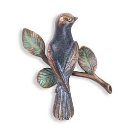 Bronze-Vogelfigur sitzt auf Zweig fr Grabmale - Vogel...