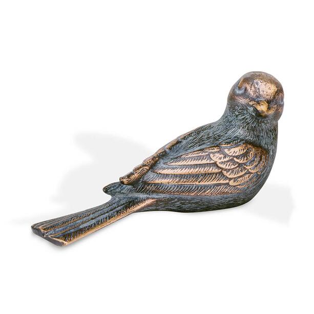 Sitzender Vogel aus Bronze/Aluminium fr Grab - Vogel Pan rechts