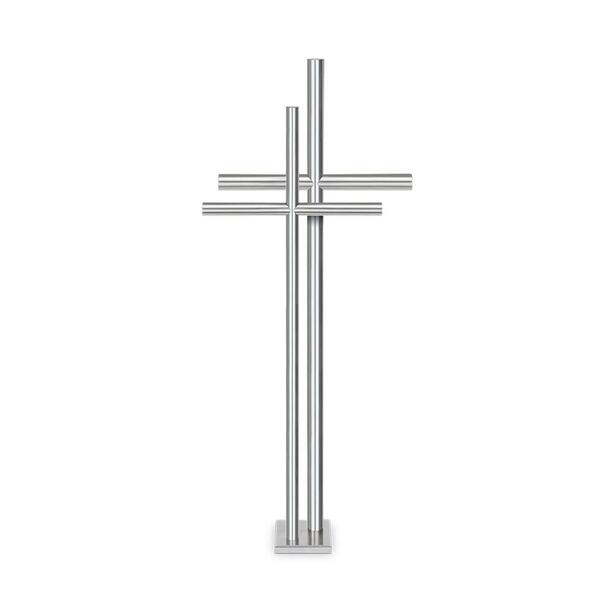 Doppelkreuz aus Edelstahl fr Grabsteine - glnzend - Kreuz Elmar