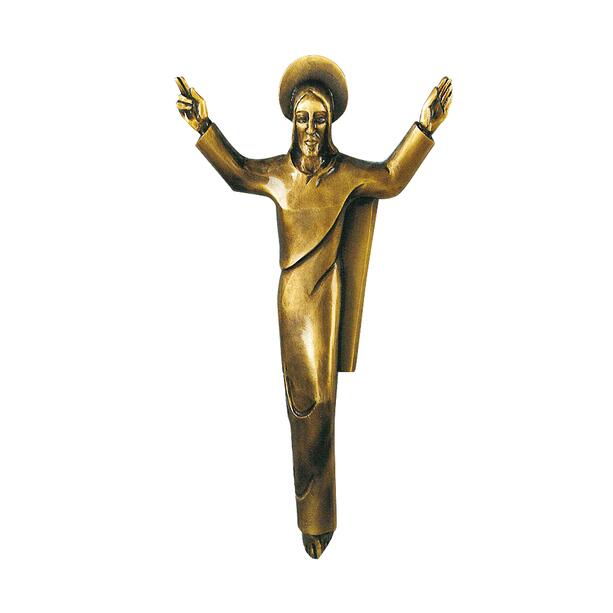 Edle Bronzefigur vom segnenden Christus mit Heiligenschein - wetterbestndig - Christus Spes
