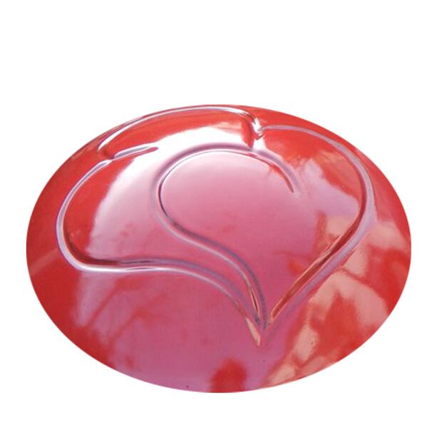Rote diskusfrmige Haustierurne aus Keramik mit Herzmotiv - Vaster