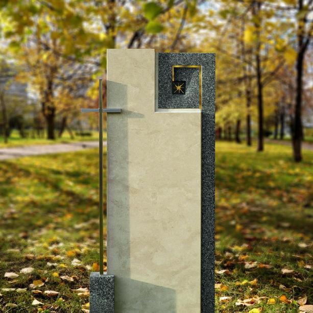 Moderner Grabstein fr Urnengrab mit Metall Kreuz - Carmina