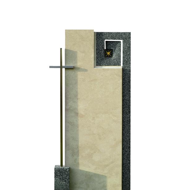 Moderner Grabstein fr Urnengrab mit Metall Kreuz - Carmina