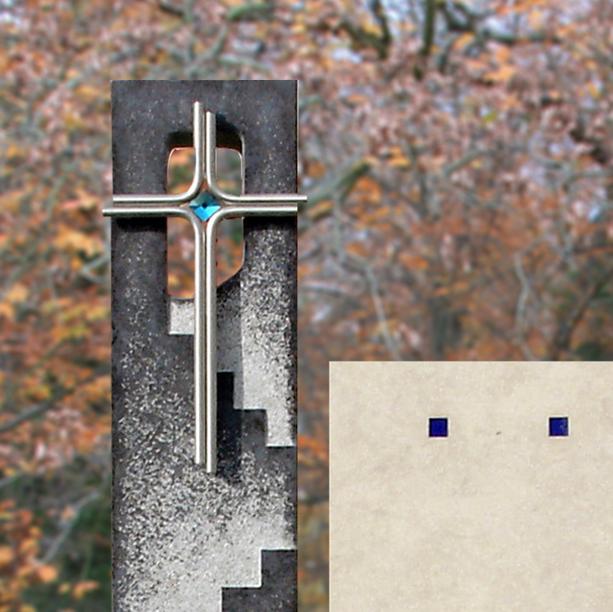 Schner Doppelgrabstein Naturstein modern mit Kreuz - Meteo