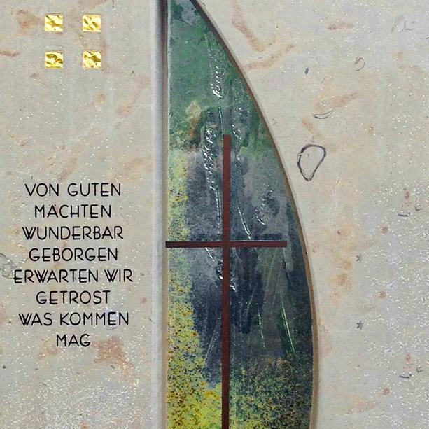 Schner Grabstein Naturstein Bronze & Glas - Vetro