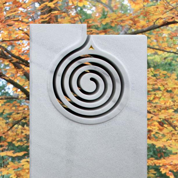 Urnengrabstein weier Marmor Spiral Gestaltung - Espiral