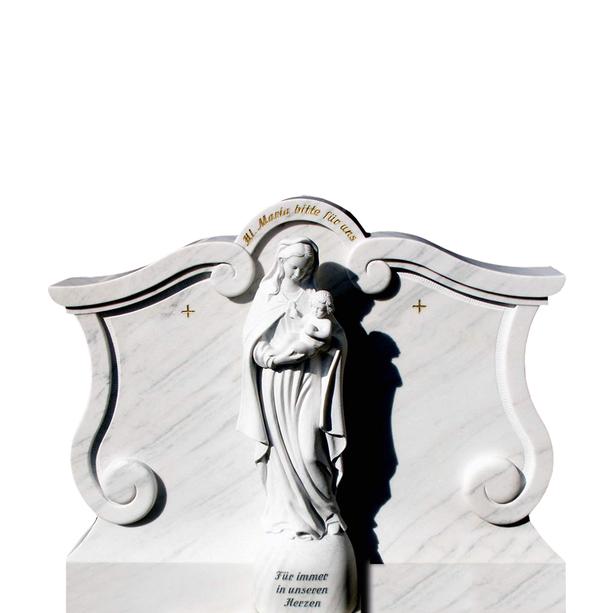 Grabmal Marmor klassisch wei mit Maria Figur - Madonna