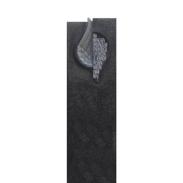 Doppelgrabstein Granit schwarz modern mit Flgel - Fleurie