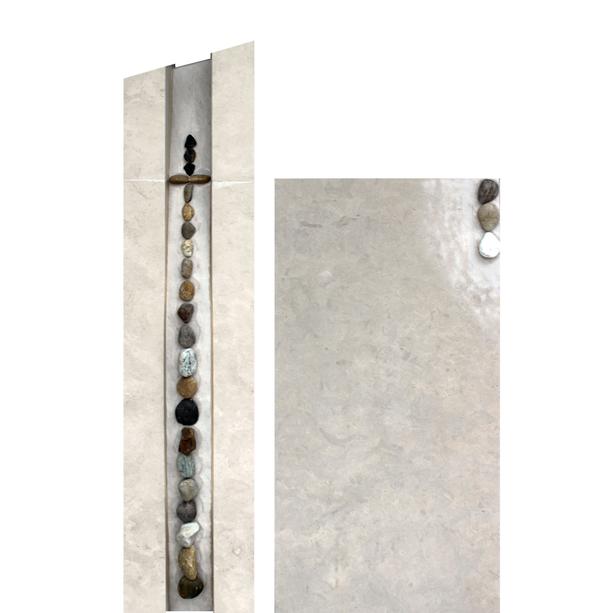 Schner Grabstein modern zweiteilig bunte Kieselsteine - Calvario