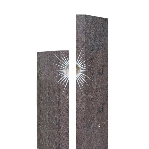 Schner Grabstein Granit zweiteilig Sonnen Gestaltung - Lumina