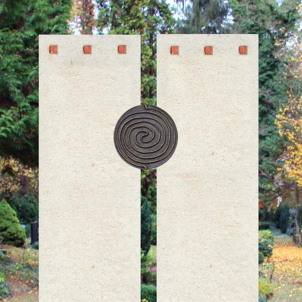 Grabstein Kalkstein fr Friedhof mit Bronze Spiral Deko - Epoca