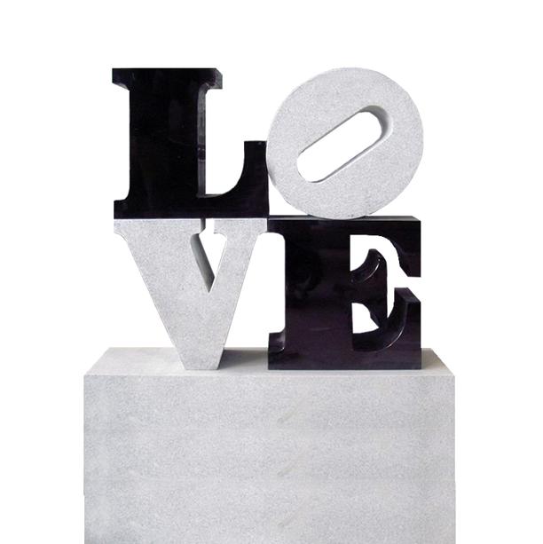 Urnengrabstein Granit Kalkstein schwarz wei LOVE - Love