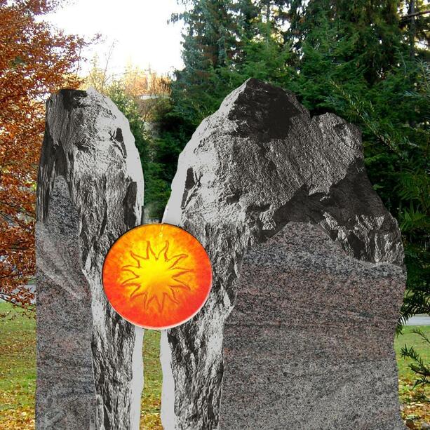 Grabstein Urnengrab zweiteilig mit Sonne - Majestroso