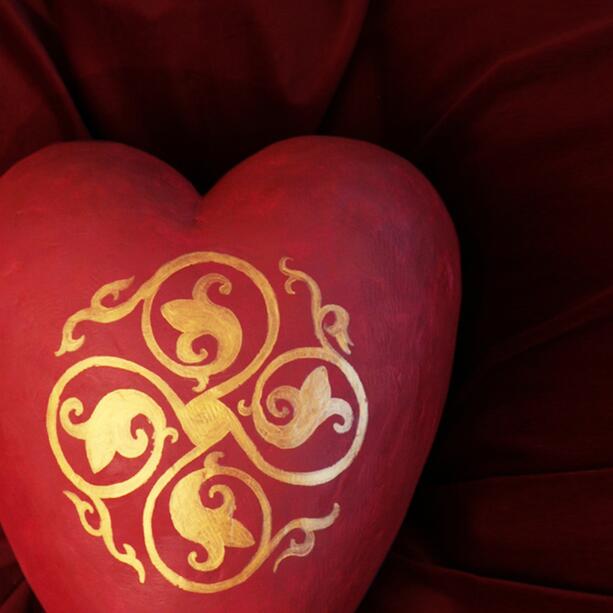 Ausgefallene Herz berurne in Rot mit Lilien online - Pica