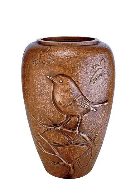 Schne Bronze Grabvase mit Vogel / braun - Persephone
