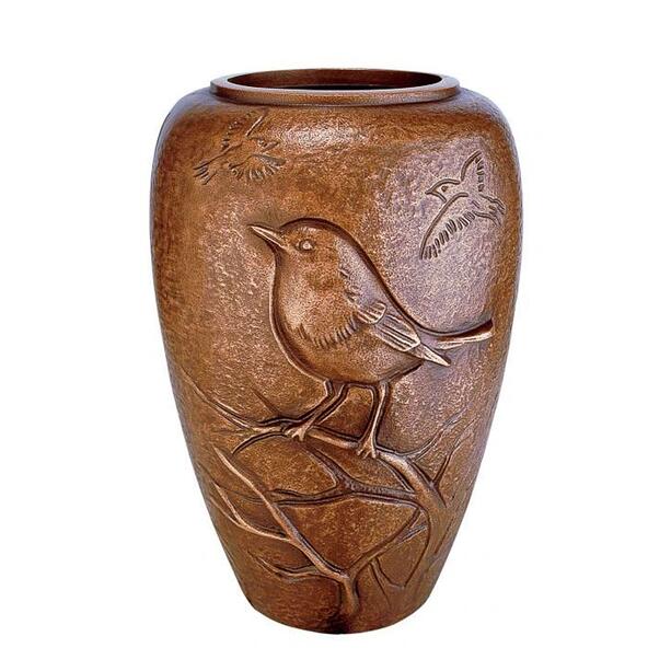 Schne Bronze Grabvase mit Vogel / braun - Persephone