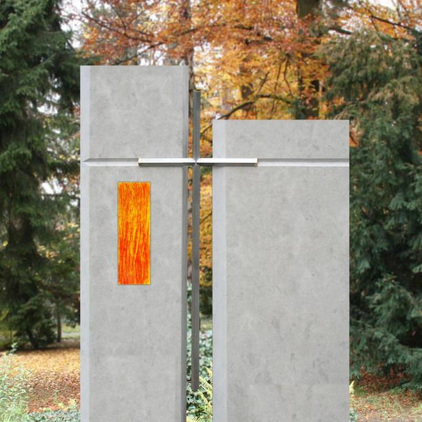 Glaseinsatz fr Grabdenkmal in Orange-Gelb - Glasintarsie I-3