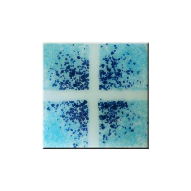 Quadratischer Glaseinsatz fr Grabstein mit Kreuz - Glasintarsie I-11