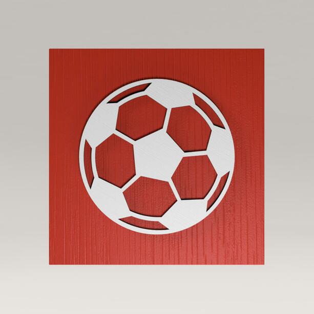Stilvolle rote eckige Holzurne mit Aufschrift und Fuball Logo - Fuball Salieri
