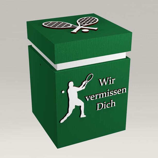 Spezielle Motiv Graburne grn mit Tennisspieler - eckiges Design - Nemeen