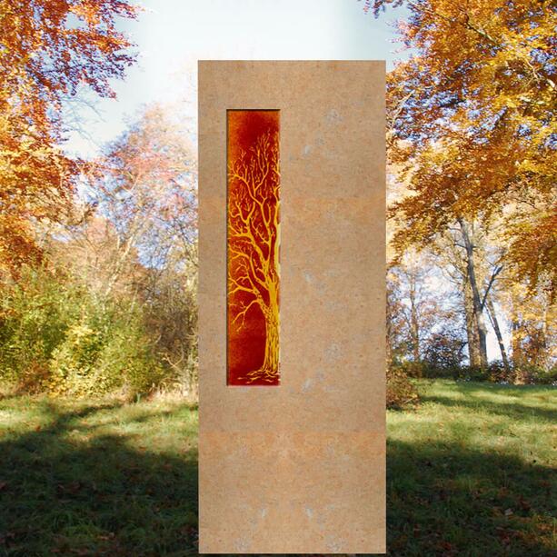 Grabstein fr ein Urnengrab mit Glaseinsatz Lebensbaum - Albona Lignum