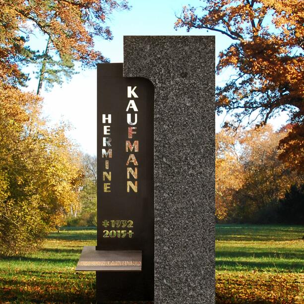 Modernes Grabstein Design in Granit & Metall fr ein Urnengrab - Memento